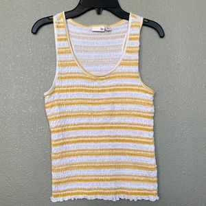 Sleeveless Striped Tank Top Yellow & White Size Medium